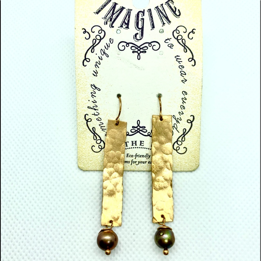 SOLD.   Hammered Brass Earrings